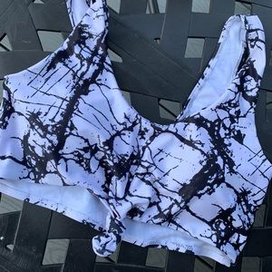 Black and White Women's Swim Top